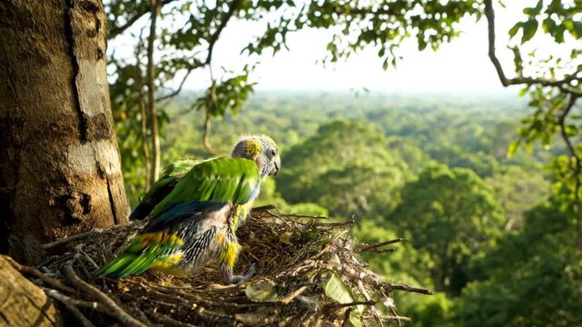 Parrot nest forest view