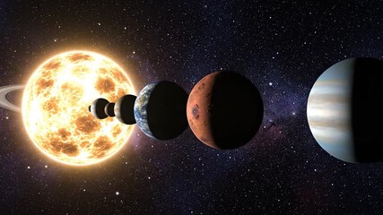 Solar system planets in space