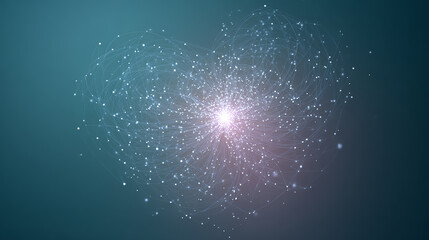 A stunning representation of love and connection, this image features a heart glowing with sparkling light.