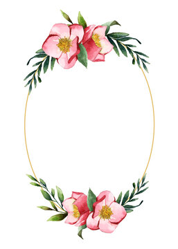 Aesthetic laurel png frame, watercolor illustration on transparent background