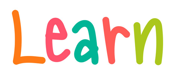 Learn png word sticker typography, transparent background