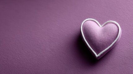 Obraz premium Modern Minimalist continuous line art in pure white on a rich, deep purple gradient background, Valentine's Day card,