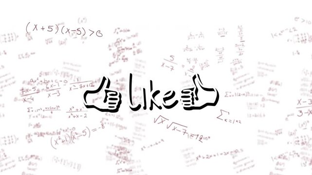Math scribbles moving, causing parallax, like logo and thumbs remaining centered, highlighting mark