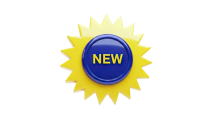 3D "NEW" Badge with Yellow Starburst
