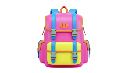 3D Render of a Pink Backpack with Yellow and Blue Accents
