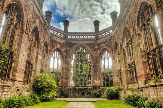 St Luke&rsquo;s Bombed Out Church interior, Liverpool, UK.