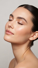 Minimal Beauty Portrait with Natural Skin for Wellness and Self-Care Concept