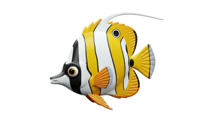 3D Render of a Cartoon Butterflyfish