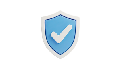 3D Rendered Shield Icon with Checkmark