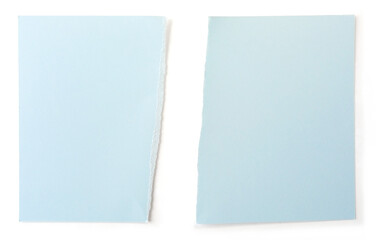 Torn paper of blue page on transparent backgorund