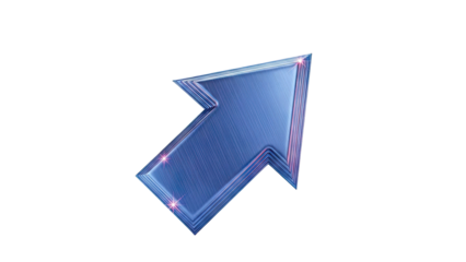 3D Blue Metal Arrow Pointing Up-Right with Sparkles