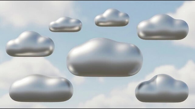 Silver clouds floating in the sky, serene atmosphere, cloudy landscape, aerial view