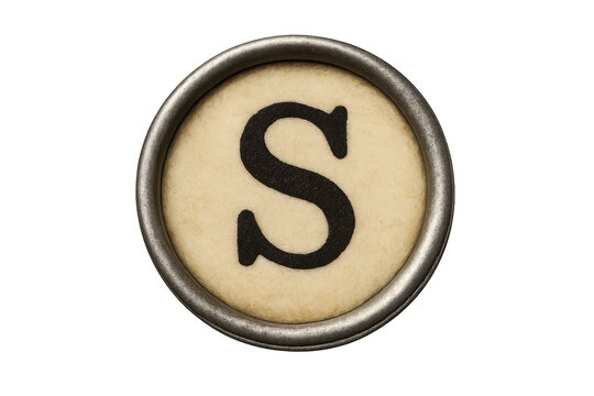Typewriter key letter s on transparent background