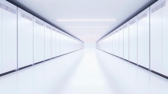 Perspective: A captivating perspective of a long, pristine corridor, bathed in soft, ethereal light, the architecture of clean lines and minimalist design evokes a sense of serenity.