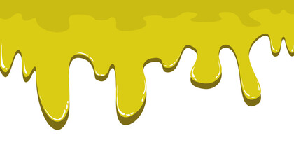 Yellow liquid drips on white background.