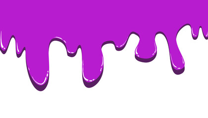 Close-up of purple liquid dripping down on white background