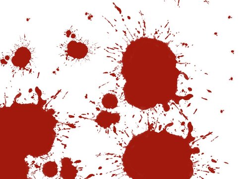 Red blood splatter on white background.