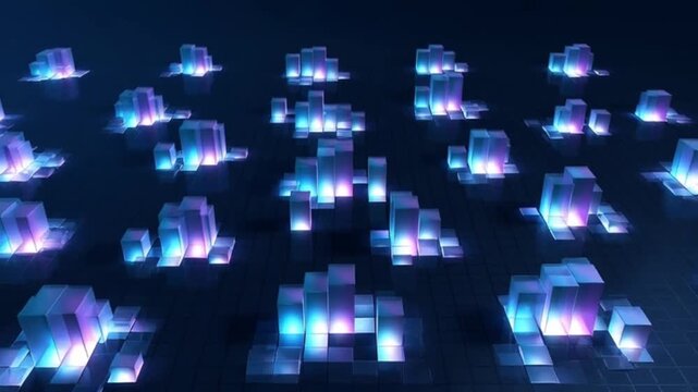 Online business scalability concept with expanding digital blocks