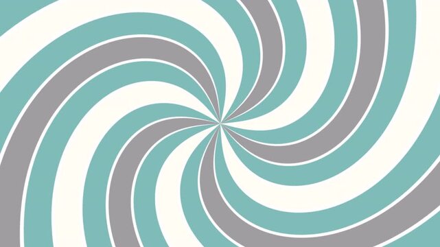 sunburst spiral swirl background in teal, gray, and cream tones. vertical Classic hypnotic radial animation optical illusion 4K background video