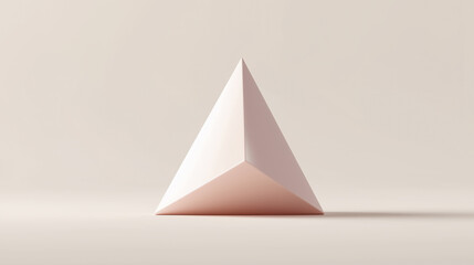 Fototapeta premium Minimalist Pastel Pink Pyramid Shape on a Soft Beige Background