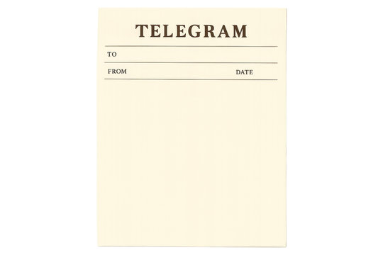 Vintage blank telegram message template on transparent background