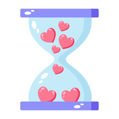 A flat style icon representing an hourglass