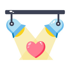 A flat style icon representing stage lights