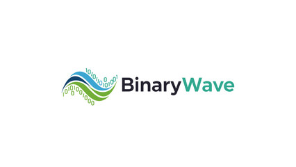 Naklejka premium Binary Wave Logo Design Element.