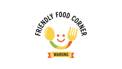 Fototapeta premium Friendly Food Corner Cartoon Logo Design.