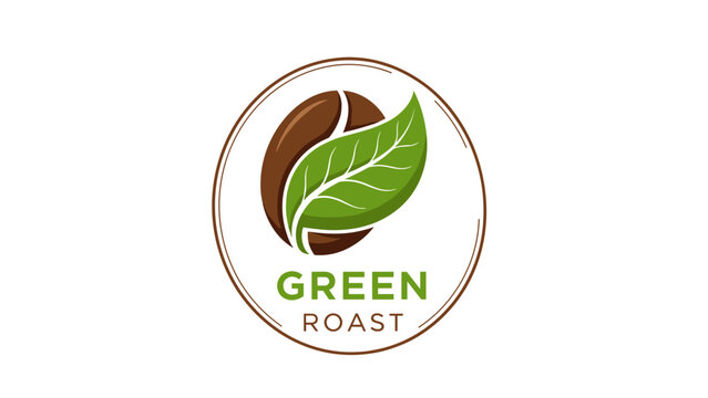 Green Roast Coffee Bean Logo Design.