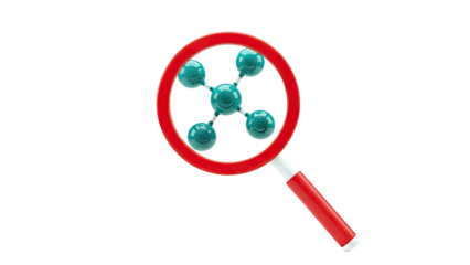 Magnifying Glass Observing Molecular Structure