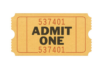Obraz premium Vintage admit one ticket for movie or event
