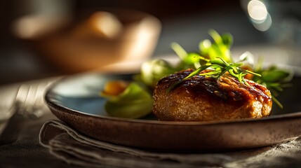 Delicious food illuminated by single directional light source