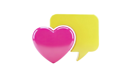 Pink Heart and Yellow Speech Bubble Icon
