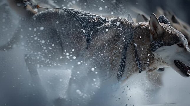 Majestic Wolves Running Through a Snowy Forest Landscape in a Dynamic Wildlife Scene