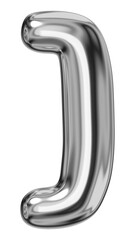 Square bracket symbol png sticker, 3D metallic balloon design, transparent background