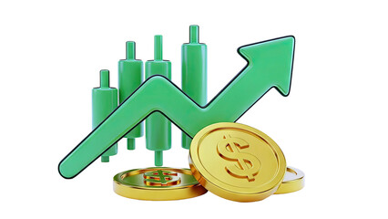 Stock Market Growth Chart with Gold Coins