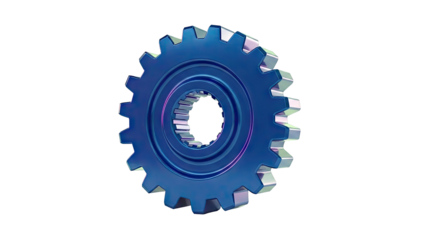Close-up of a Blue Metal Gear with Polished Teeth