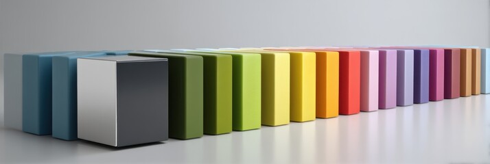 Multicolored Identical Blocks Aligned in Straight Row for Design