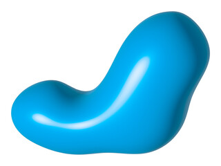 Blue 3D blob png, transparent background