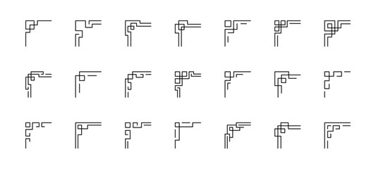 collection of geometric corner designs with editable strokes