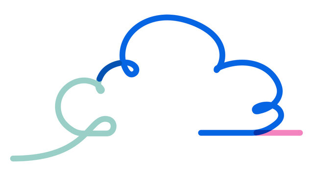 Png cloud doodle line art, transparent background