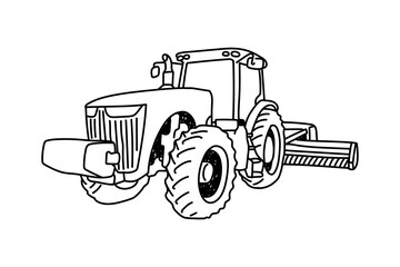 PNG farming tractor doodle illustration, transparent background © Rawpixel.com