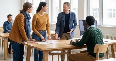Group of professionals collaborating at desk