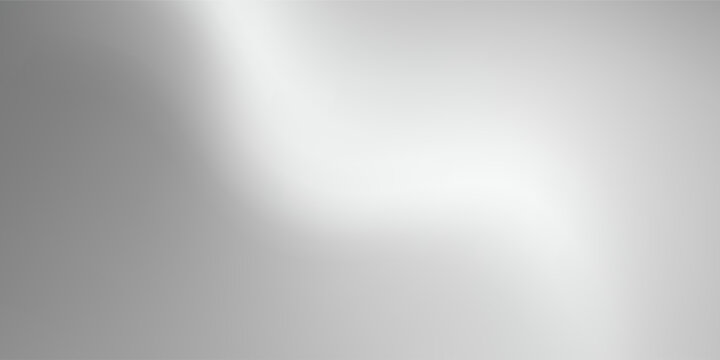 Silver foil background with metal mirror texture. Chrome gradient surface with light gloss. Vector aluminum grey sheet with reflection