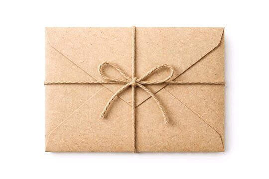 Recycled Paper Envelope with Hemp String Isolated