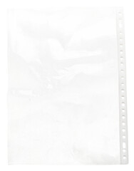 Clear crumpled plastic document sleeve