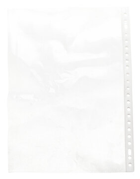 Clear crumpled plastic document sleeve
