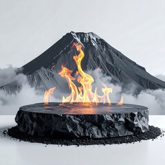 Volcanic Fire Pit - A Striking Contrast of Natures Raw Power and Controlled Flames.