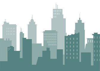 Obraz premium Green silhouette cityscape png, transparent background